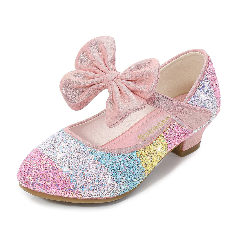 JTENGYAO Girls Princess Shoes Glitter Low Heel Dance Party Shoes Sandals 