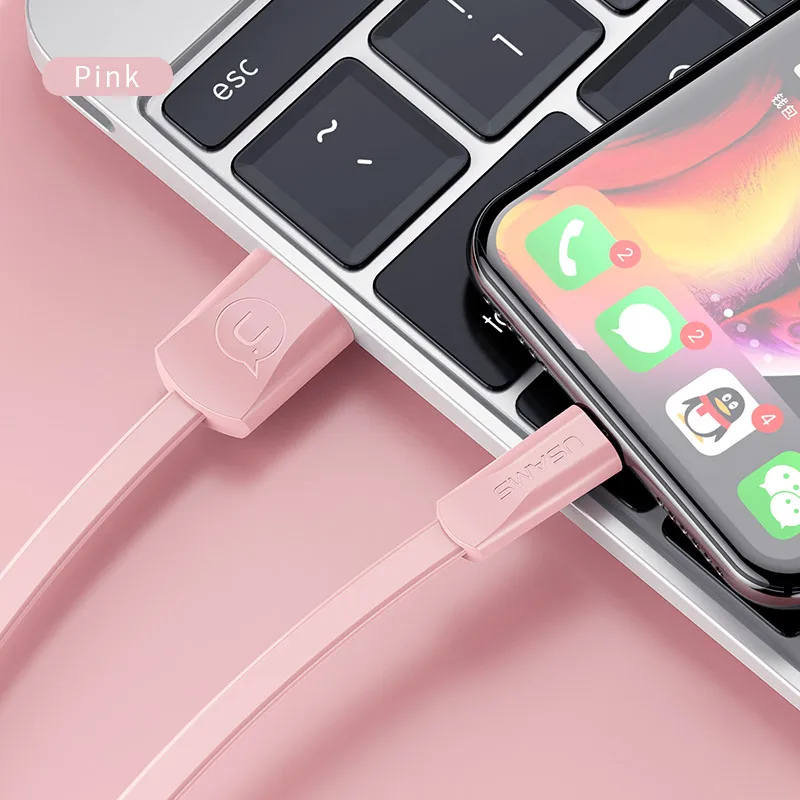 Кабель зарядного устройства для iPhone XS Max USAMS 2.1A 0,25 см 1 м 1,5 м шнур для зарядки для iPhone 10 8 7 6 Plus 5 5S 5c кабель для передачи данных - Цвет: Pink Style B