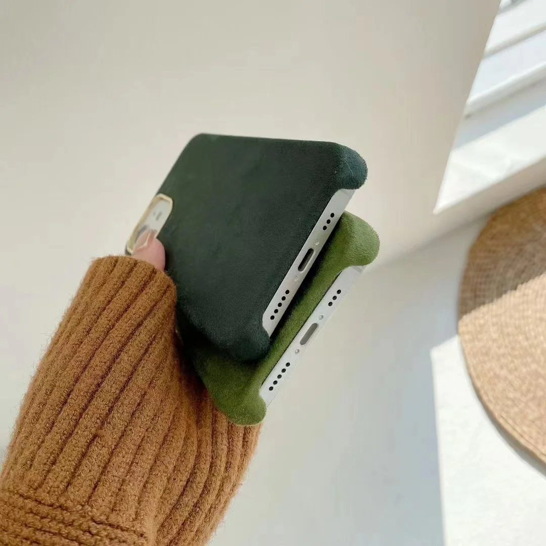 Luxury Warm Suitable For Winter Cashmere Leather Phone Case For iPhone 11 12 13 Pro Max Supercar Interior Business Style Cover