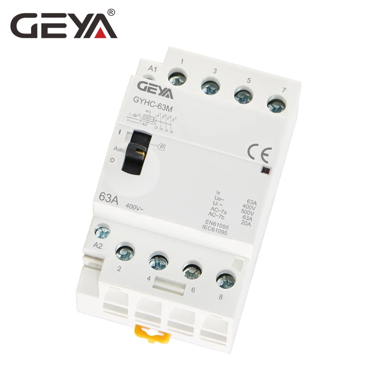 GEYA GYHC 4P 40A 63A 4NO или 2NC2NO 220 V/230 V 50/60HZ Din Rail бытовой AC Контактор В соответствии с стандартом вручную Управление