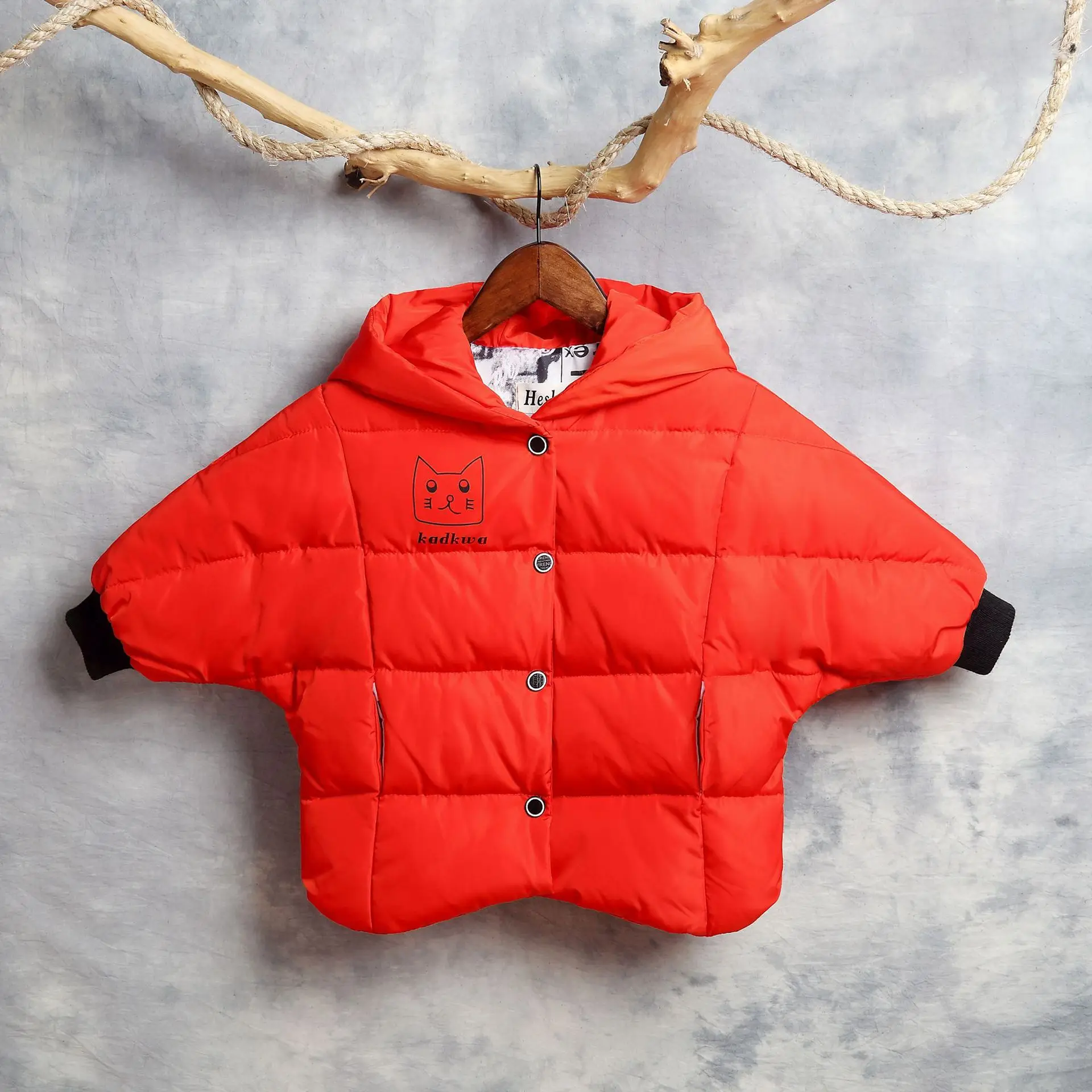 Children cold Winter Bat Sleeve Down Jackets for Boys clothes Snowsuit Kids Parka Warm Thicken Coat Teen Girls outwear clothing - Цвет: Red
