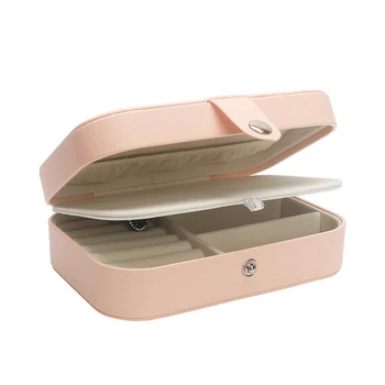 

Pink Pu Leather Creative Jewelry Earring Display Box For Women Birthday Gift Hidden Button Built-in Card Slot Multifunctional