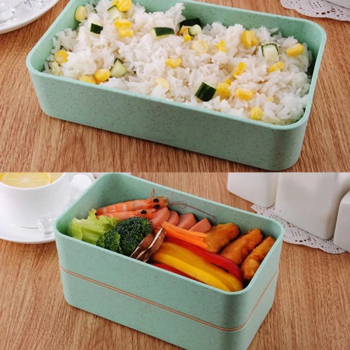 Горячая портативная многофункциональная 2 ярусная коробка для ланча кухонные принадлежности для приготовления пищи аксессуары XJS789