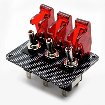 

12V Toggle Switch Racing Ignition Engine Relays Switches Carbon Fiber Surface Panel Car with LED Indicator,Red