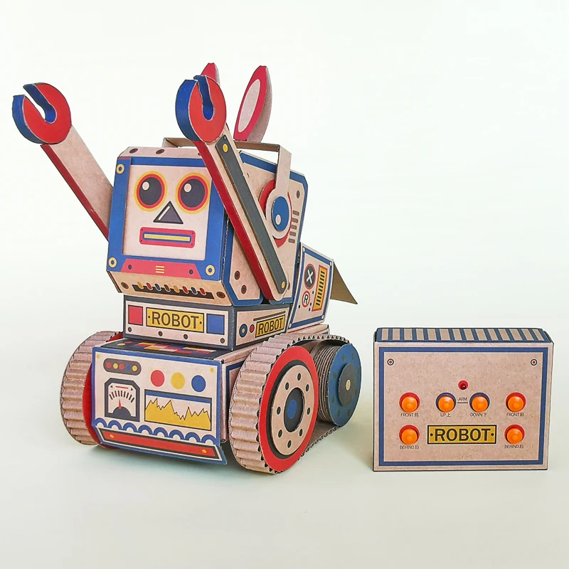 New Diy Remote Control Electric Robot Assembly Toys Children's Paper Assembled Toy Building Block Not Assembled Gift For Kids