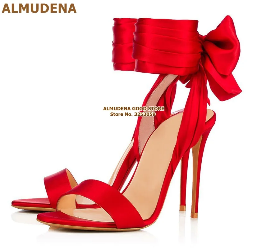 红色黑色色丁布后跟大蝴蝶结系带凉鞋尖头单鞋CL款 (9) 泰灵佳最大46-155