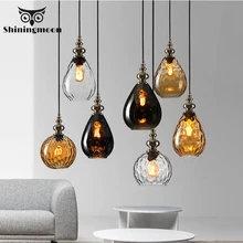 Винтажный стеклянный подвесной светильник в скандинавском стиле лофт, подвесной светильник для кофе, подвесной светильник в стиле ретро, подвесные светильники для кухни