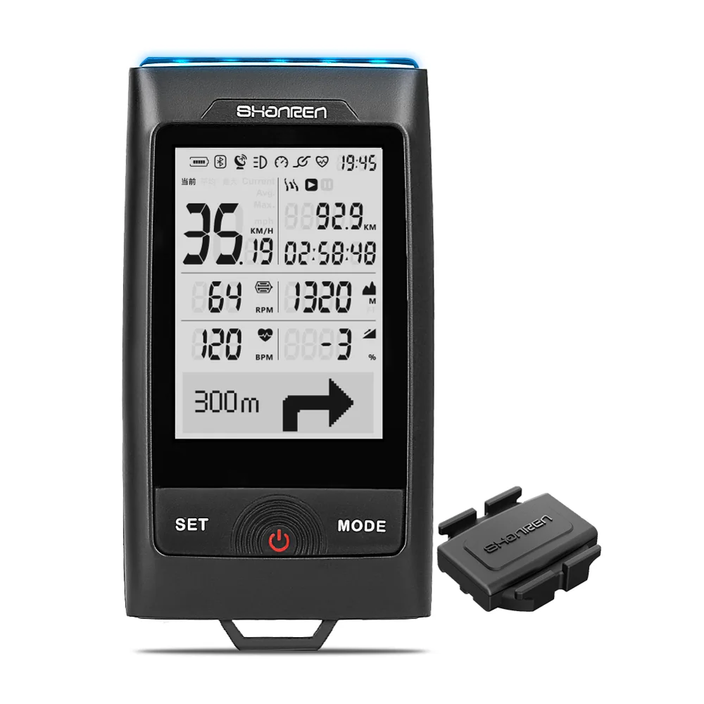 SHANREN DI-PRO gps велокомпьютер 96-час езды на велосипеде gps Велосипедный компьютер с четырехъядерным процессором фар - Цвет: Cadence Bundle