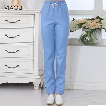 

New Hospital Work Trousers Doctor Nurse Uniform Bottoms Cotton More Pockets Dental Medical Scrub Pants SPA Nursing Scrub Pants