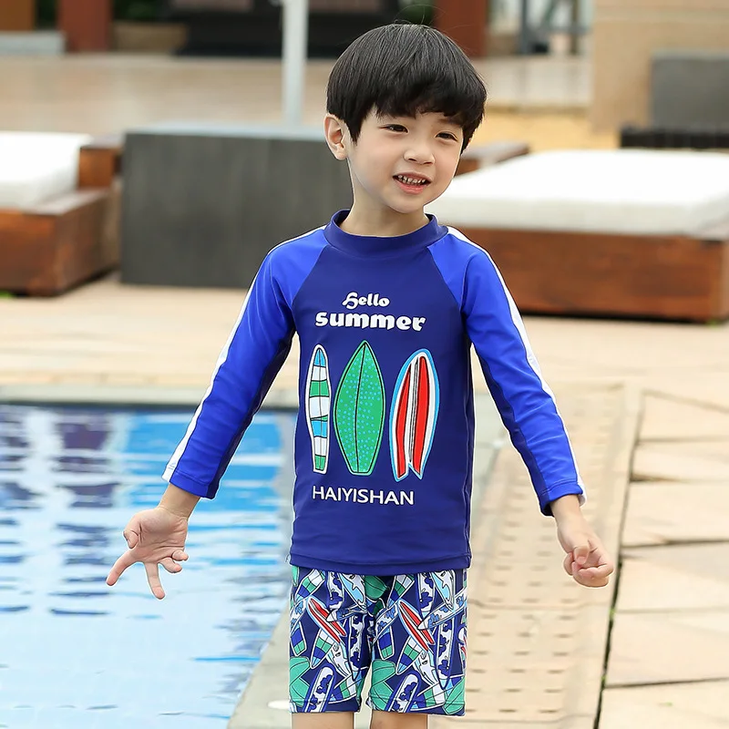 

KID'S Swimwear New Style BOY'S Infant Child Long-sleeved Swimsuit Swimming Trunks Children Sweet Swimwear Split Type Tour Bathin