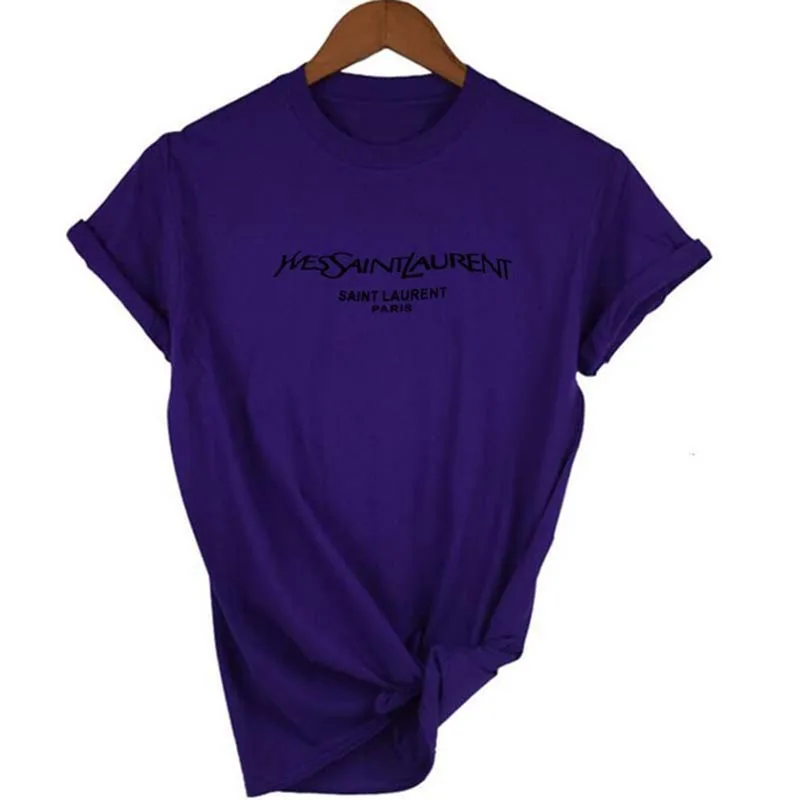 Женская футболка большого размера с буквенным принтом, топ, круглый вырез, короткий рукав, зеленая летняя футболка, женская уличная свободная футболка - Цвет: purple