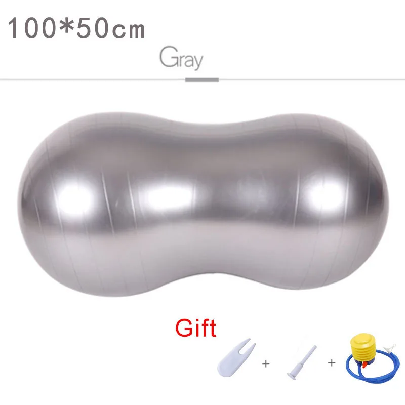 Silver 100x50cm Пилатес арахисовый мяч для йоги Анти-взрыв домашний тренировочный мяч фитнес взрывозащищенный Тренажерный зал Спорт на открытом воздухе фитбол для баланса 30 см/45 см/50 см - Цвет: Silver 100x50cm