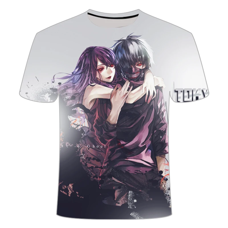 

Harajuku Short sleeve Anime Tokyo Ghoul Men And Women t shirt At Kaneki Print 3D casual t shirt Hipster Hip Hop 2019 New Tops