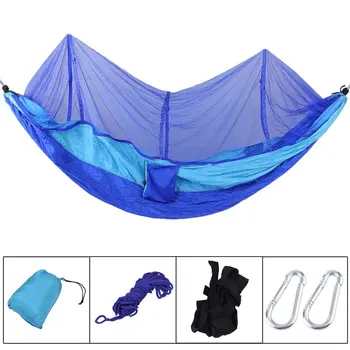 

260x130cm Portable Lightweight Tent Parachute Fabric Outdoor Hiking Camping Sleeping Hammock Hanging Bed With Mosquito Net