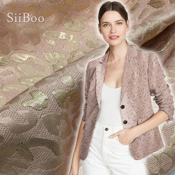 

American style dark gold leopard jacquard brocade fabric for dress coat autumn spring jacquard tissue tecidos cloth SP4537