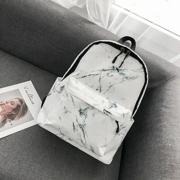 

Women Teenager Backpack Boys Girls Marble Stone Print Backpack Rucksack Canvas Shoulder School Backpack Mochila Mujer #T2G