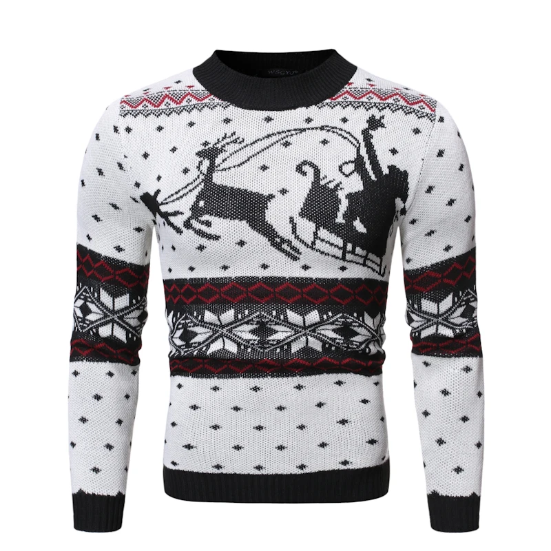 Loldeal Men Long Sleeve Sweater Fashion Deer Batik Casual Warm Round Neck Pullover Loldeal Men Long Sleeve Sweater Fashion Deer Batik Casual Warm Round Neck Pullover
