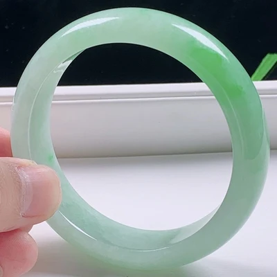 

zheru jewelry natural Burmese jade 54-64mm light green bracelet elegant princess jewelry, best gift for mother and girlfriend