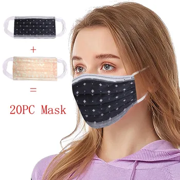 

Adult Disposable Face Mask Stars Print 3Ply Ear Loop Mask Unisex Mouth Outdoor Face Mask Windproof Foggy Haze Pollution