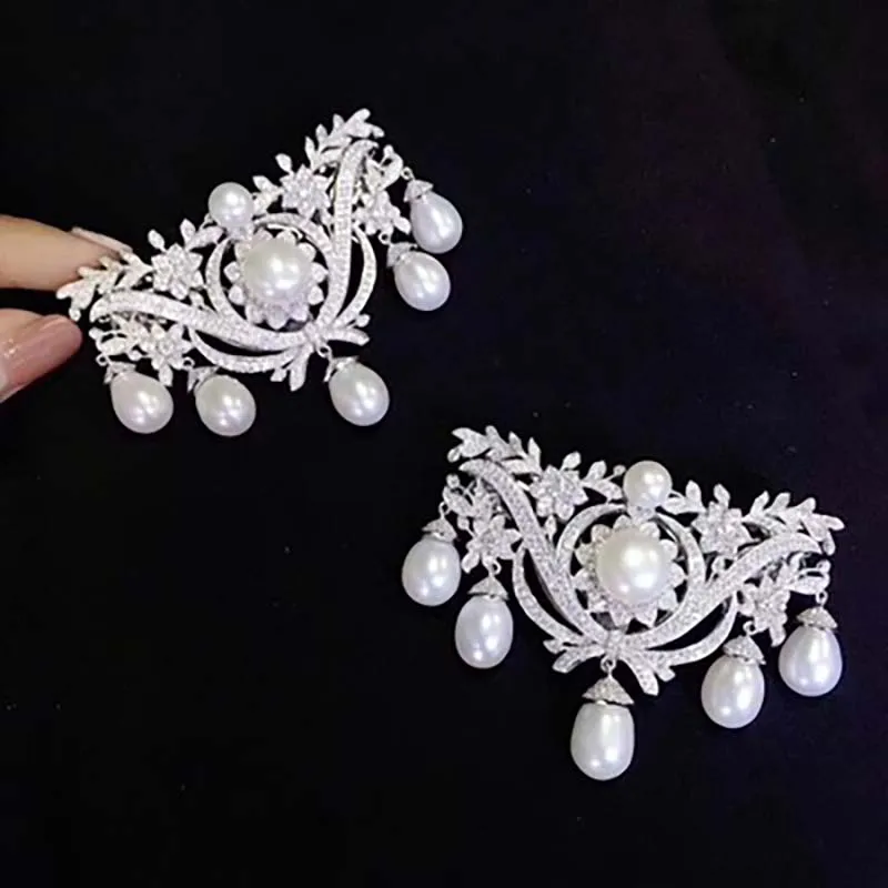 66x43mmWomen's High Quality CZ-inlaid Pearl  Bracelet Buckle, necklace buckle, sweater chain connection buckle, excluding pearls