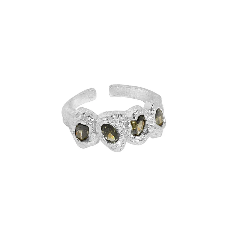 SHANICE S925 sterling silver open ring Irregular surface micro-paved zircon Women Jewelry silver rings,silver ring