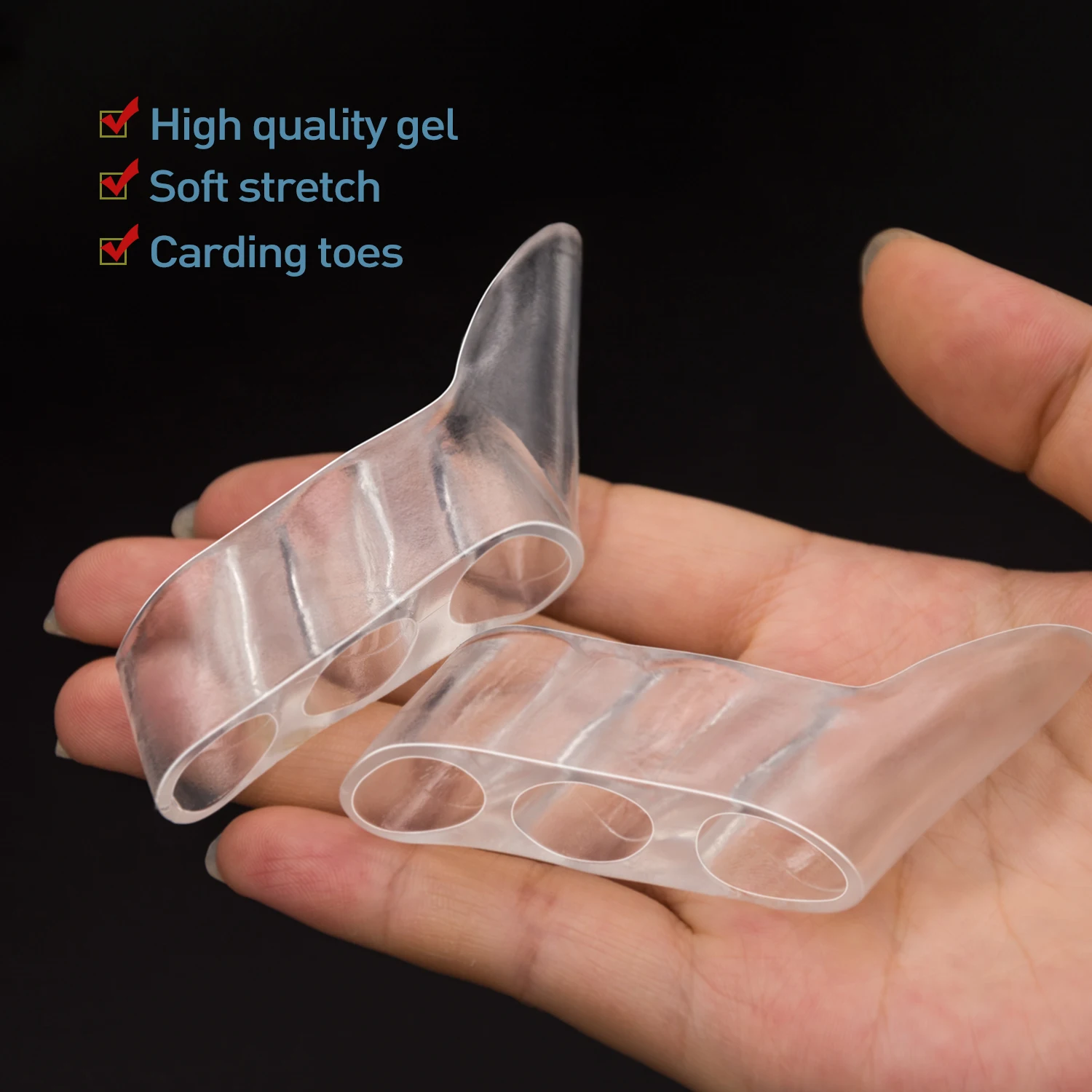 Three-hole Little Toe Separator Transparent Bunion Pain Relief Toe Straightener Protector Foot Care Tool 2pcs C1603