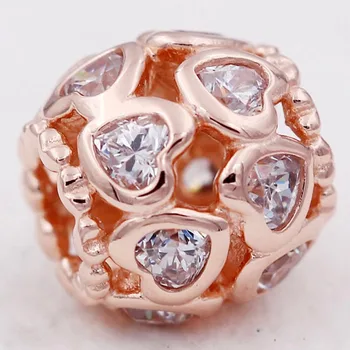 

Original Openwrk Rose Love Heart Bonds With Crystal Beads Fit 925 Sterling Silver Bead Charm Bracelet Bangle DIY Jewelry