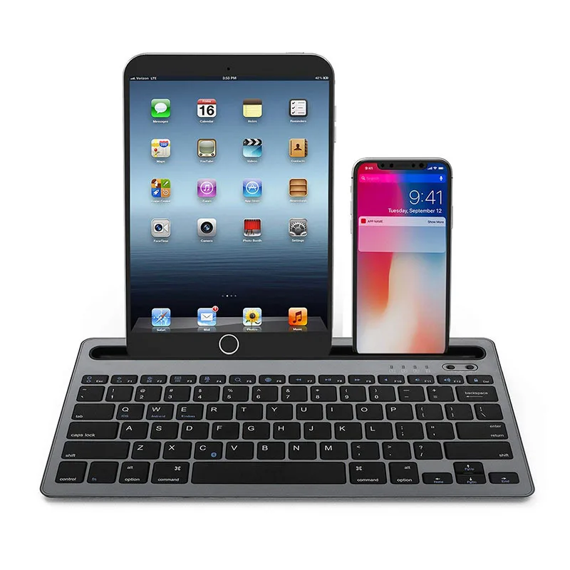 

Digital Wireless Bluetooth Keyboard Tablet PC Universal Handphone Dual-Channel Three System Matching Keyboard Deep Space Gray