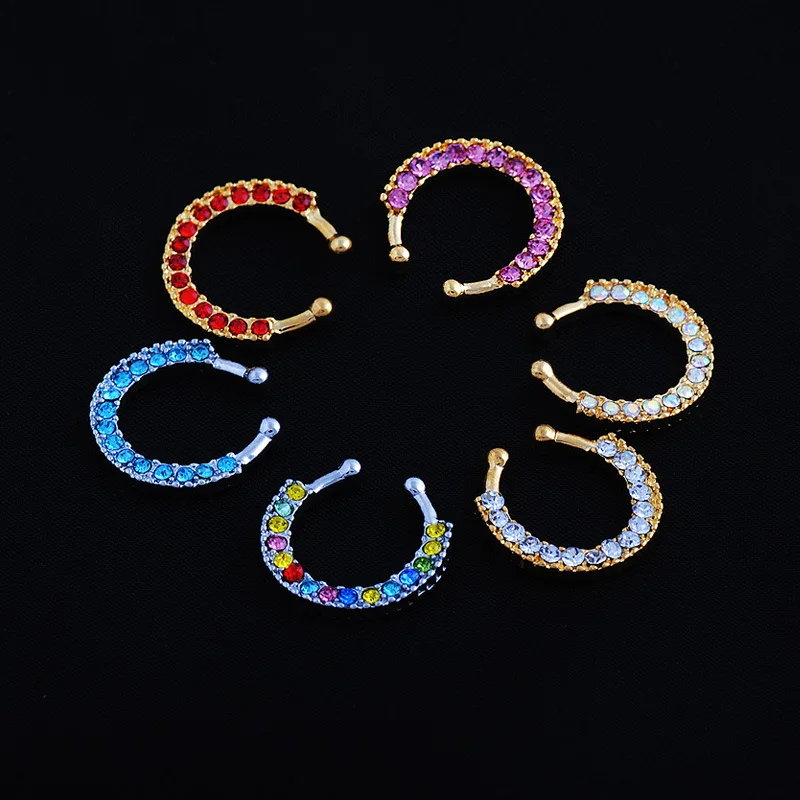Nepal Ethnic Style U-shape Zircon Anti Allergy Stainless Steel Woman Fake Nose Ring Sexy Piercing Body Jewelry For Lady Gift | Украшения и