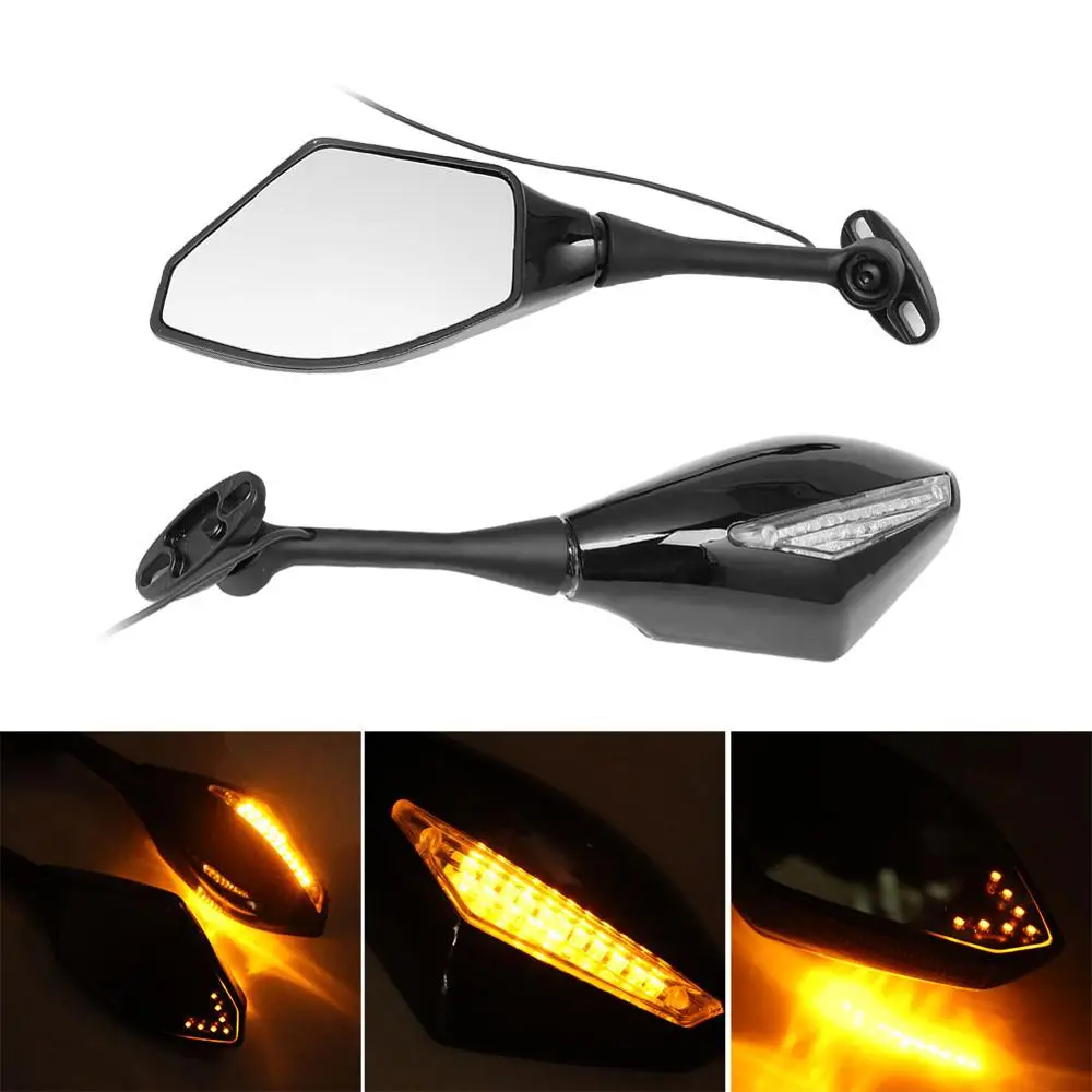 Motorcycle LED Turn Signals Rear View Side Mirrors For CBR600RR CBR250R CBR500R 
