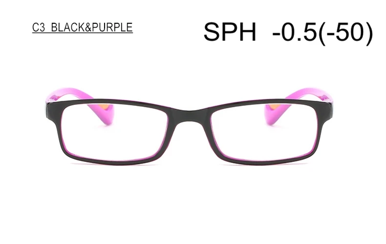 SWOKENCE диоптры-0,5 до-6,0 близорукие очки конечный продукт для мужчин и женщин квадратная оправа очки по рецепту для близорукости F109 - Цвет оправы: C3 (-0.5)