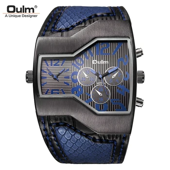 

Oulm 1220 Watches Men Sport Casual PU Leather Wristwatch Convex Face Wide Strap Decorative Small Dials Luxury Male Quartz Watch