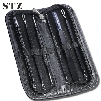 

STZ 1 Set Blackhead Acne Extractor Needle Kit Black Handle Comedone Removing Tools Face Skin Cleaning Care Tools Remover MP03-1