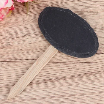 

5pcs Slate Plant Labels Oval Floral Flowers Inserted Card Simple Gardening Label