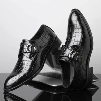 

Genuine Leather Men Dress Shoes Pointed Toe Formal Shoes Man Business Wedding Shoes For Male Classic Slip-On Loafers
