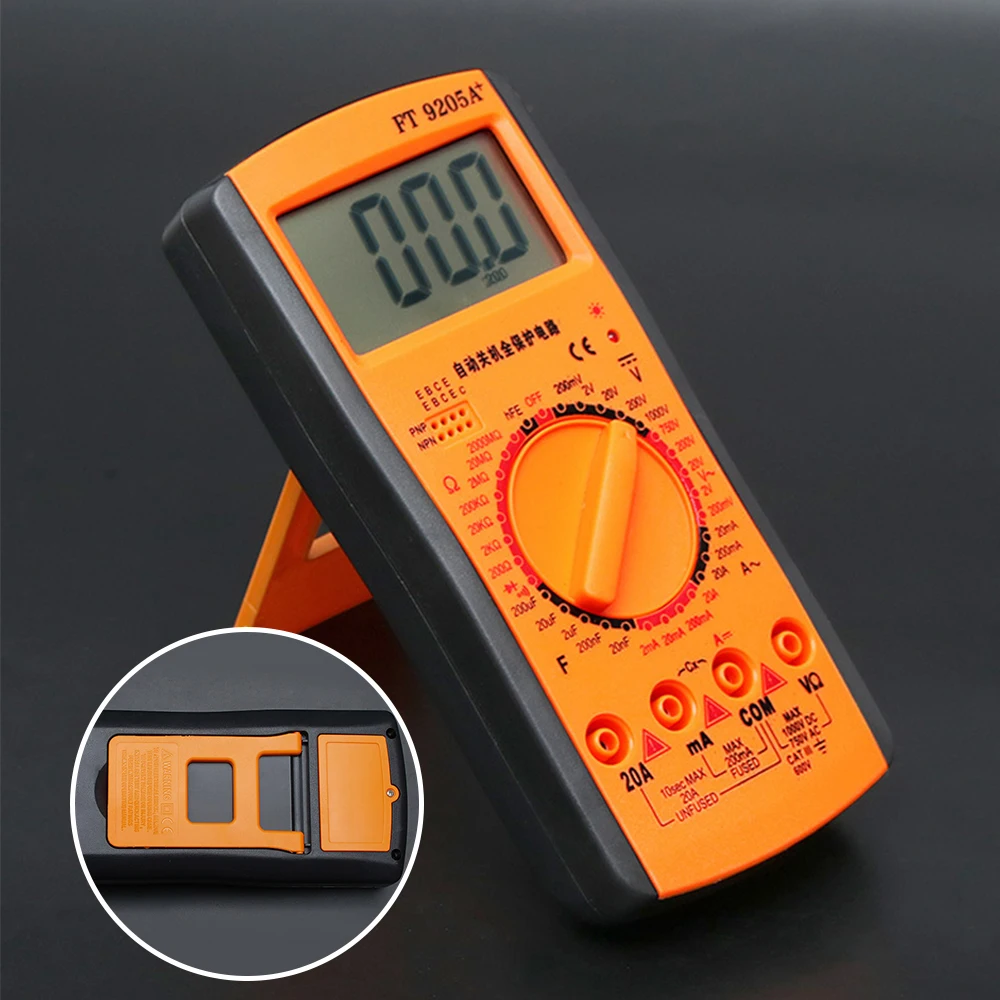 FT9205A+ ЖК-цифровой высокоточный мультиметр AC/DC тестер напряжения диода тока светящийся дисплей защита от сжигания ремня