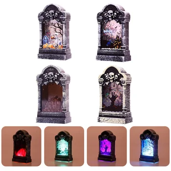 

4Pcs Scary Unique Halloween Creative Tombstone Light Night Light Lamp Ornament Decorative Light for Party