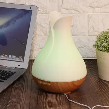 

400ml Wood Grain Air Humidifier Aroma Essential Oil Diffuser Fogger Mist Maker with 7 Color LED Night Lamp for Home Office