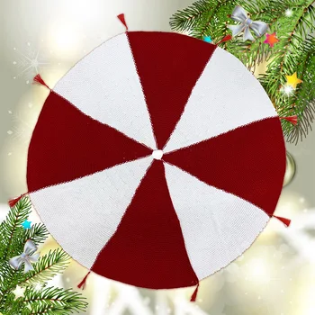 

Festival Round DIY Christmas Tree Skirt Acrylic Fibers Dustproof Soft With Tassels Holiday Party Home Decor Folding Aprons Floor