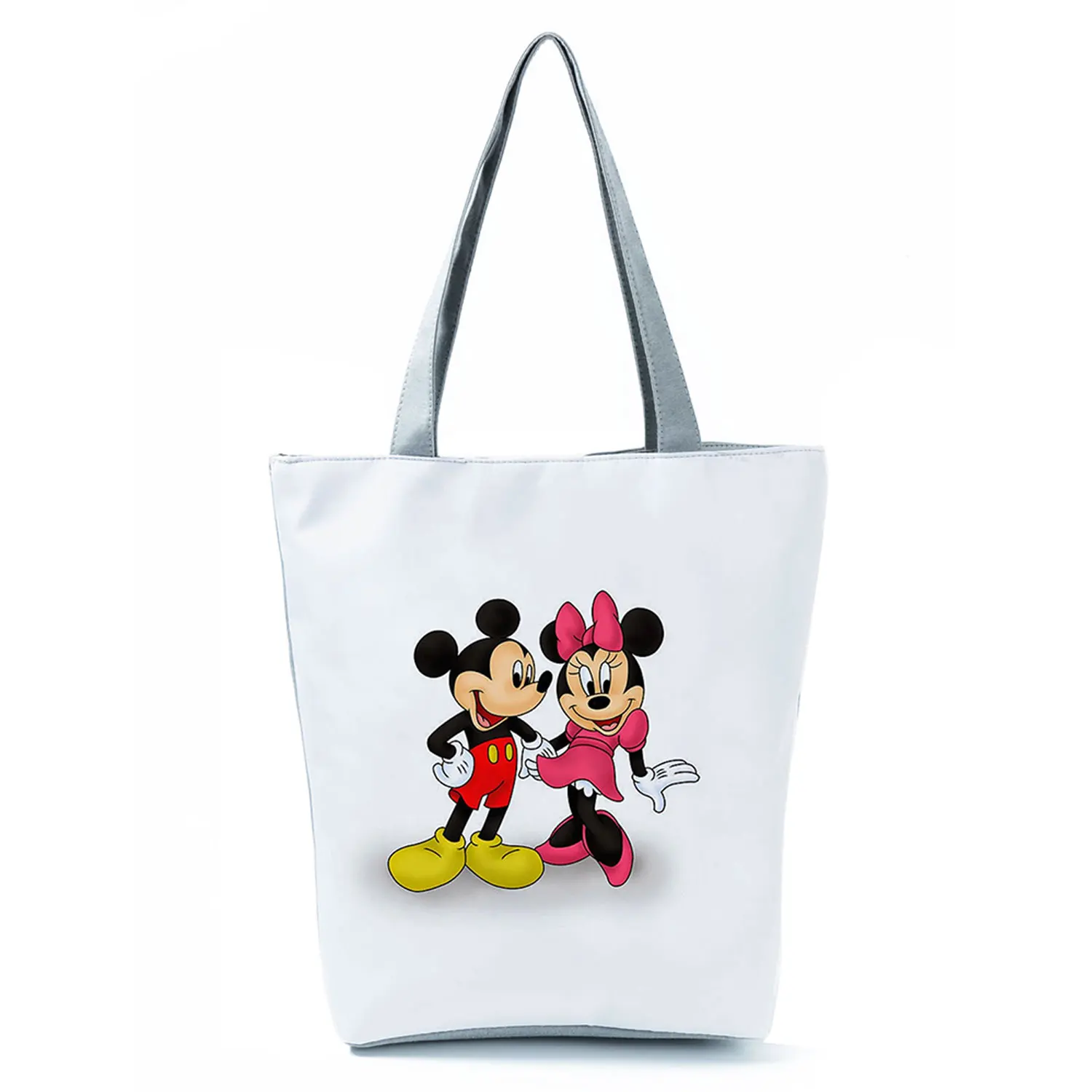 Disney Minnie Animation Printed Handbag Cute Cartoon High Capacity Eco Reusable Red Shopping Bag Casual Women Beach Shoulder Bag