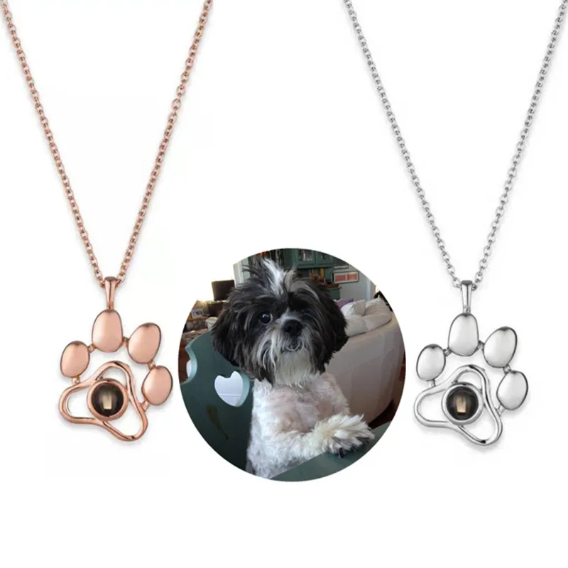 Colliers À Pendentifs Avec Photo Pour Animaux Domestiques, Empreintes De  Pattes De Chien De Chat, Collier, Je T'aime En 100 Langues, Projection De  Mémoire, Bijoux - Colliers Personnalisés - AliExpress