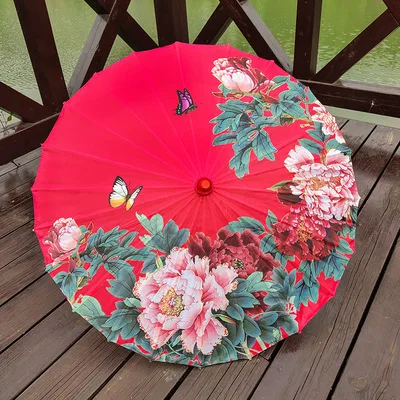 Casamento Vermelho Oiled Paper Umbrella Hanfu Umbrella Mulher Estilo Chinês Casamento Silk Umbrella Decoração Parasol Paraguas Sombrilla