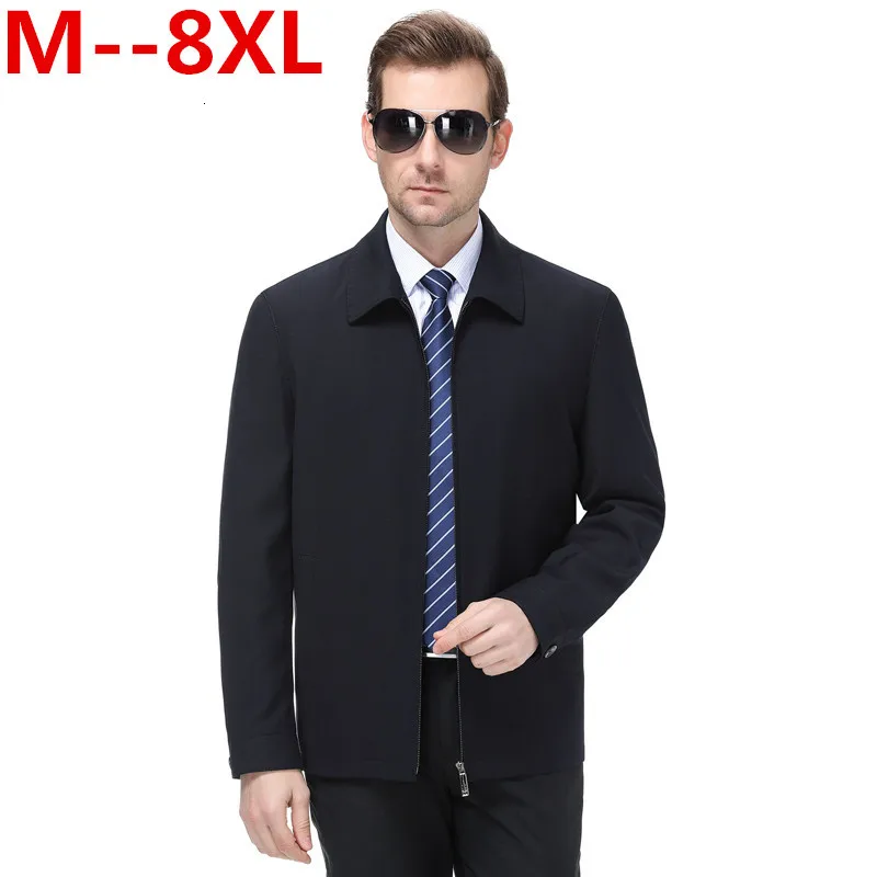 6XL 8XL 5XL men's coat thin spring and autumn seasonal work wear double-sided middle-aged men's jacket work clothes large code - Цвет: Black