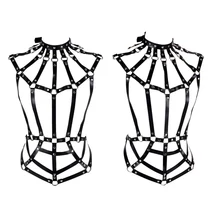 Кожаный бюстгальтер на бретельках, нижнее белье, ремень, фетиш, для женщин, сексуальный, панк, готический, Рейв, с вырезами, бандаж, укороченный топ, бюстгальтер на бретельках