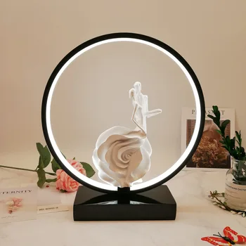 

Round table lamp bedroom bedside LED lamp modern decorative lamp wedding couple romantic warm table lamp with dimming