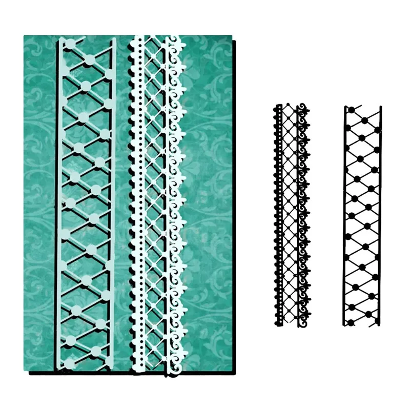 

Naifumodo 2PCS Diamond Border Metal Cutting Dies Lace Frame Dies DIY Etched Dies Craft Paper Card Making Scrapbooking Embossing