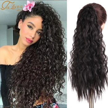 

TALANG 24 Inch Curly Long Ponytail High Temperature Synthetic Fiber Synthetic Brown Ponytail Blonde Wig