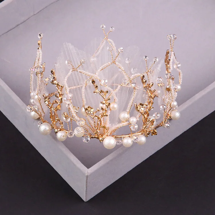 Очаровательная корона принцессы для невесты Новое Поступление Золотые круглые хрустальные свадебные аксессуары для волос украшения на голову