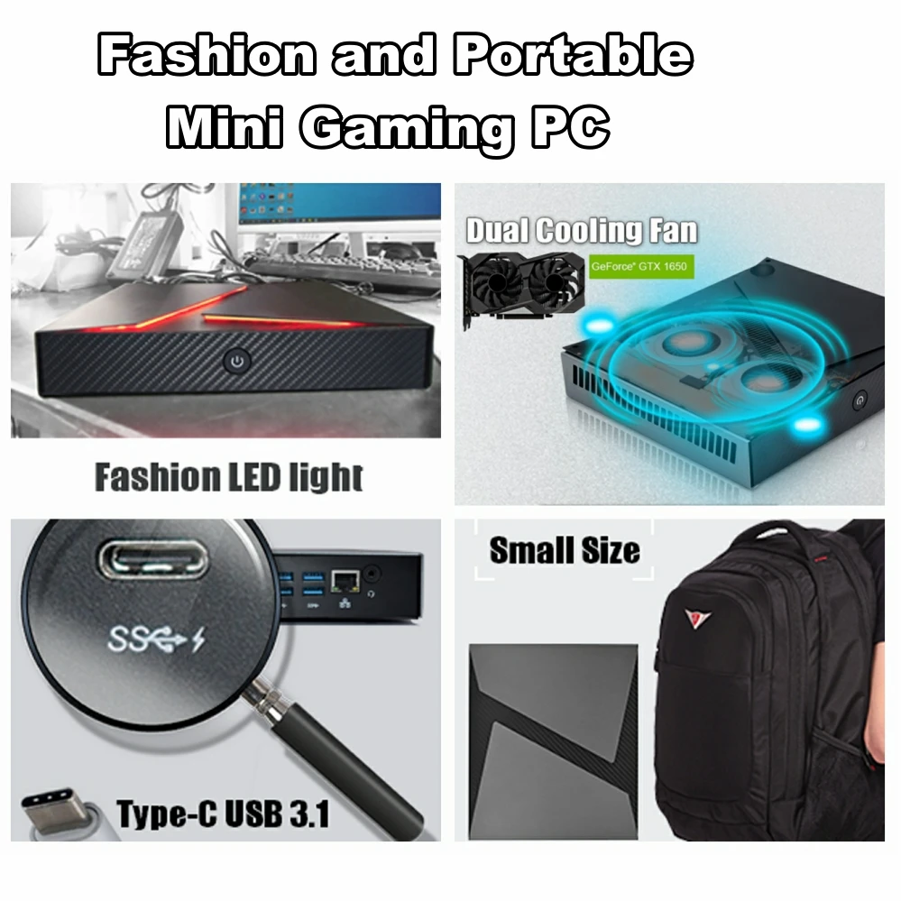Mini gaming PC computer intel i9 8950HK gamer computador 6 core windows 10 NVIDIA graphic card GTX1650 fashion design wifi BT