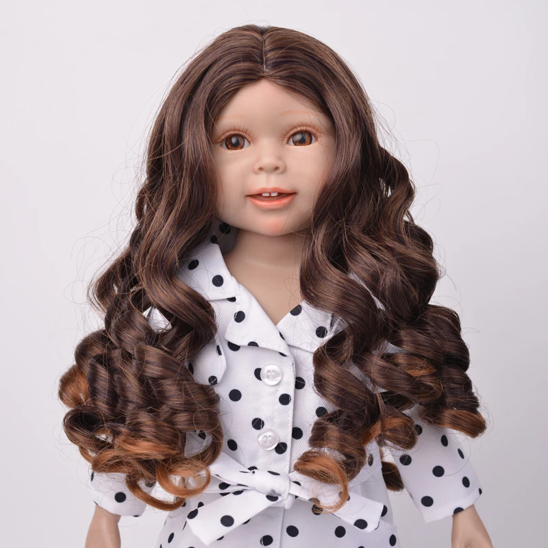 Muziwig Reborn baby Doll wigs for 18 inch doll Long Wavy Curly Heat